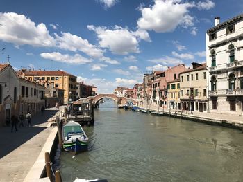 View of canal passing through city