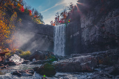 Scenic view of waterfall