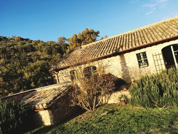 Low angle view of old building against sky