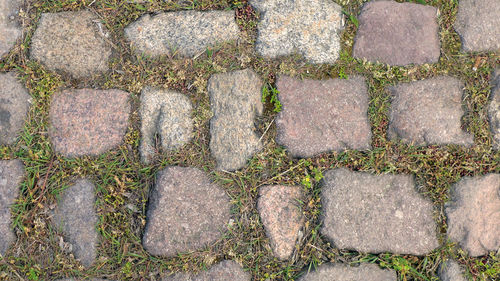 Full frame shot of cobblestone footpath