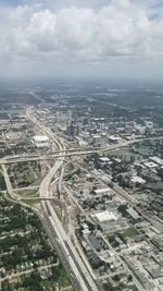 High angle view of street amidst buildings in city