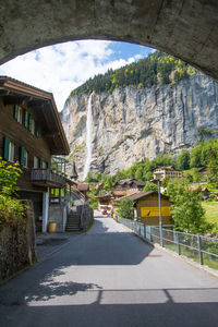 Road passing through buildings