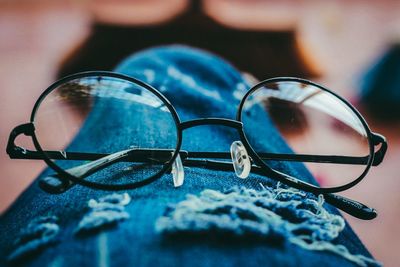 Close-up of sunglasses on table