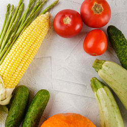 High angle view of fresh vegetables