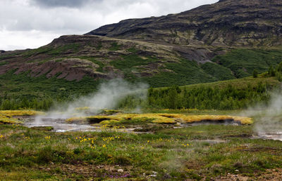 Landscape of iceland, haukadalur.