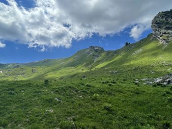 Scenic view of mountains against sky