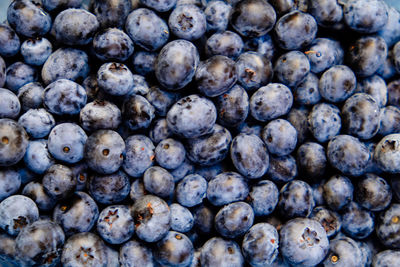 Full frame shot of blueberries in market