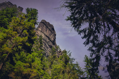 Low angle view of rocks against sky