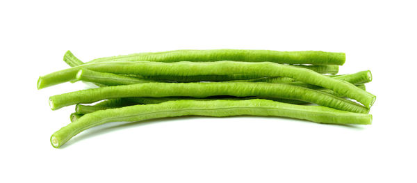 Close-up of green leaf against white background