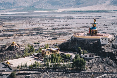 High angle view of buildings in city