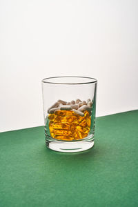 Close-up of drink in glass on table