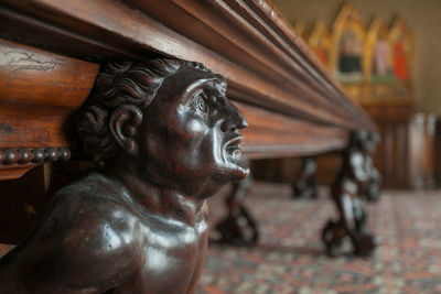 Close-up of statue in temple