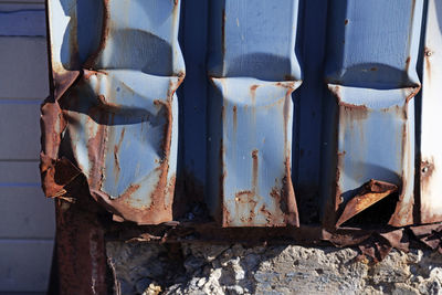 Close-up of rusty metal on wall