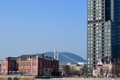 Buildings against clear sky