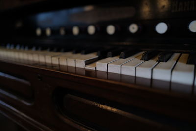 Close-up of piano keys