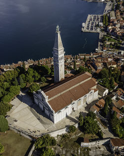 High angle view of buildings in city