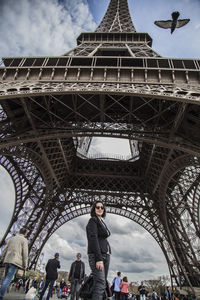 Low angle view of eiffel tower