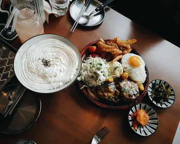 High angle view of food on table