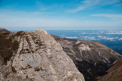 Scenic view of mountain against sky in arquata del tronto, marche italy 