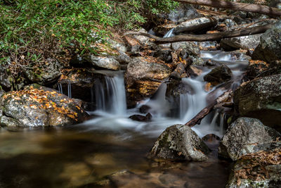 View of waterfall in forest