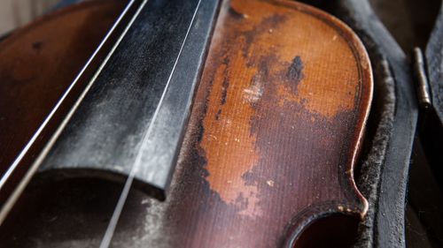 Close-up of old vintage violin