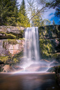 Scenic view of waterfall