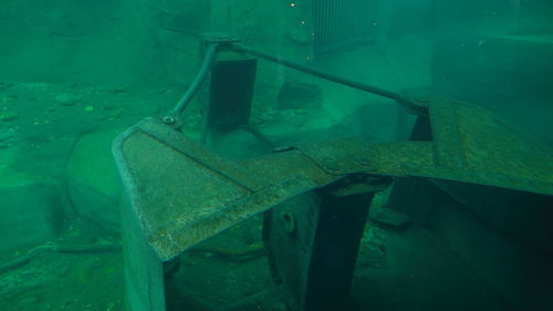 High angle view of abandoned boat