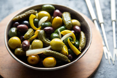 Close-up of food in bowl on table