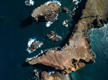 Aerial view of rocky coastline