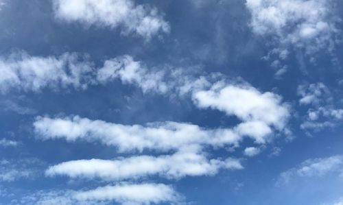 Low angle view of clouds in blue sky