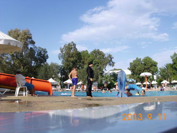 People in park against sky