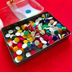 High angle view of multi colored pencils on table