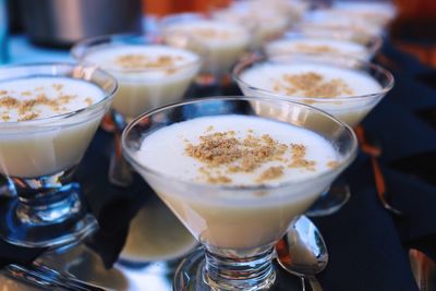 Close-up of coffee served on table