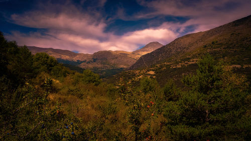 Scenic view of mountains against sky