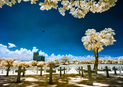 View of built structure against blue sky