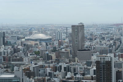 High angle view of buildings in city