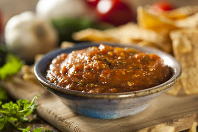 Close-up of food in plate on table