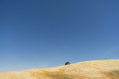 Low angle view of land against clear blue sky