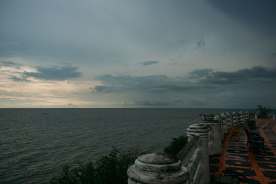 Panoramic view of sea against sky during sunset