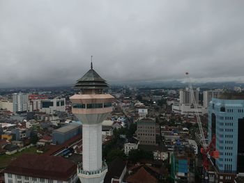 High angle view of buildings in city