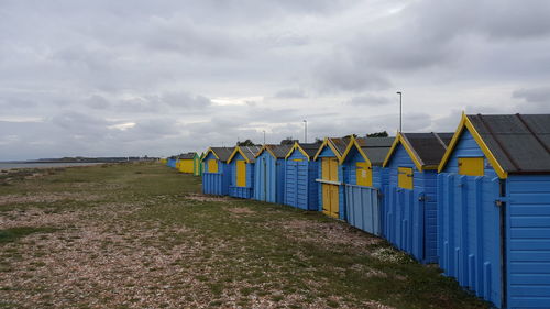 Colorful beach huts in portsmouth, south england