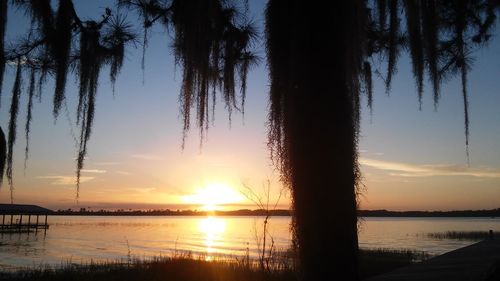 Scenic view of sunset over sea