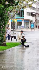 People on street in city