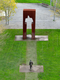 Iron sculpture of ramón rubial in bilbao near the guggenheim