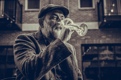 Portrait of man smoking