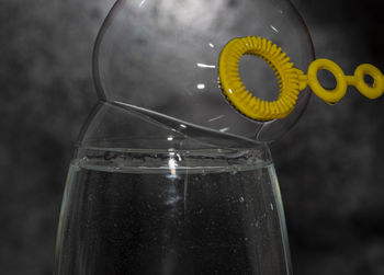 Close-up of drink in glass jar