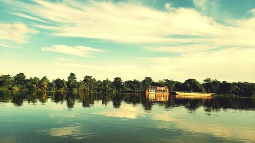 Scenic view of lake against sky