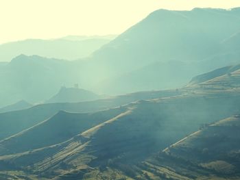 Aerial view of mountains against sky