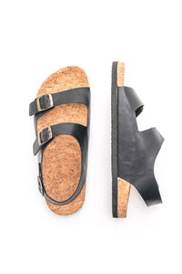 High angle view of black coffee against white background