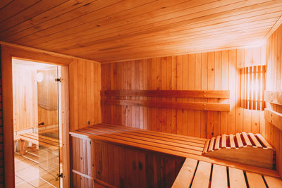 Interior of sauna room